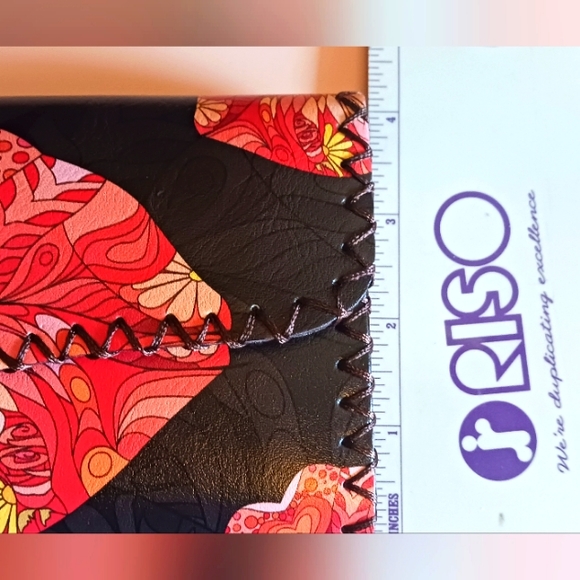 Painted LIPS Printed WALLET Hand Stitched Vegan Leather Multi compartment - Picture 7 of 7